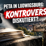 Journalistische Darstellung zur Peta-Kritik in Ludwigsburg mit Megafon und lokalen Zeitungsberichten