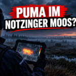 Polizeibeamter bei der Suche nach einer mutmaßlichen Puma-Sichtung in Oberbayern im Notzinger Moos