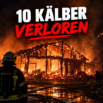 Zehn Kälber sterben bei Stallbrand in Tewel: Einsatzkräfte vor den Trümmern, nachdem zehn Kälber bei einem Stallbrand in Tewel ums Leben kamen.