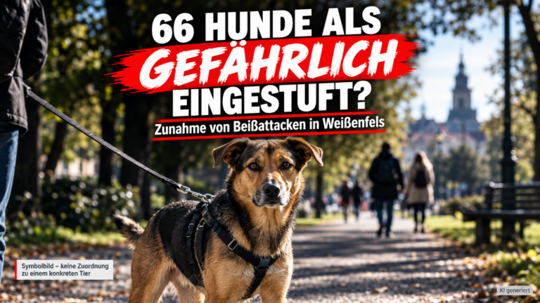 Ein aufmerksamer Hund in einem Park in Weißenfels als Symbolbild für die aktuelle Debatte über Beißattacken in Weißenfels.