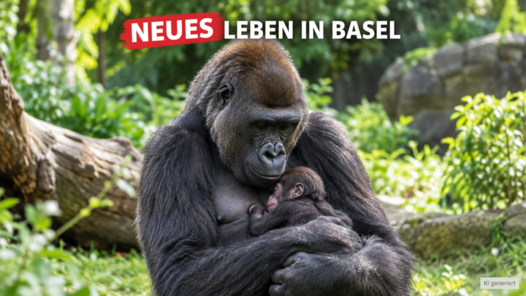 Gorilla-Baby im Zoo Basel: Makala hält ihr Neugeborenes Xola schützend im Arm.