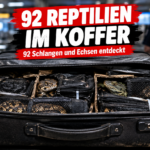Zollbeamte haben am Flughafen Köln/Bonn mehr als 90 Schlangen und Echsen in Koffer entdeckt, die unter grausamen Bedingungen geschmuggelt wurden.