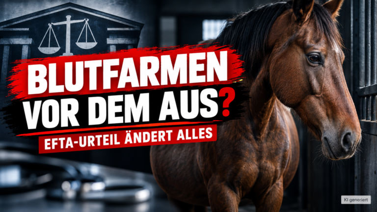 Eine trächtige Stute in einem Stall als Symbol für das Urteil zu Blutfarmen in Island.