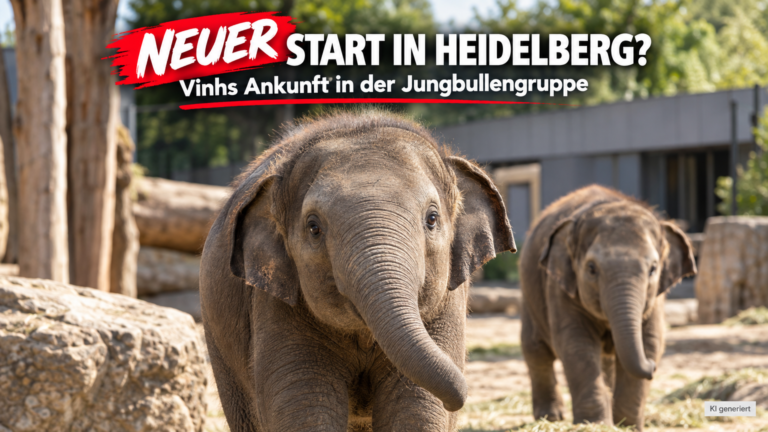 Der junge Asiatische Elefant Vinh erkundet sein neues Gehege im Zoo Heidelberg.