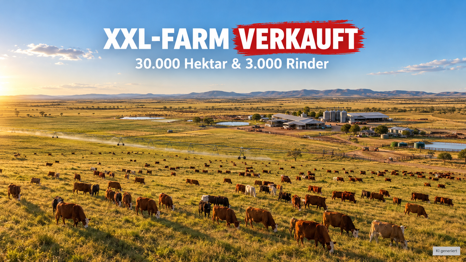 Weite Landschaft der Woodhouse Station, da eine XXL-Farm in Australien verkauft wurde.