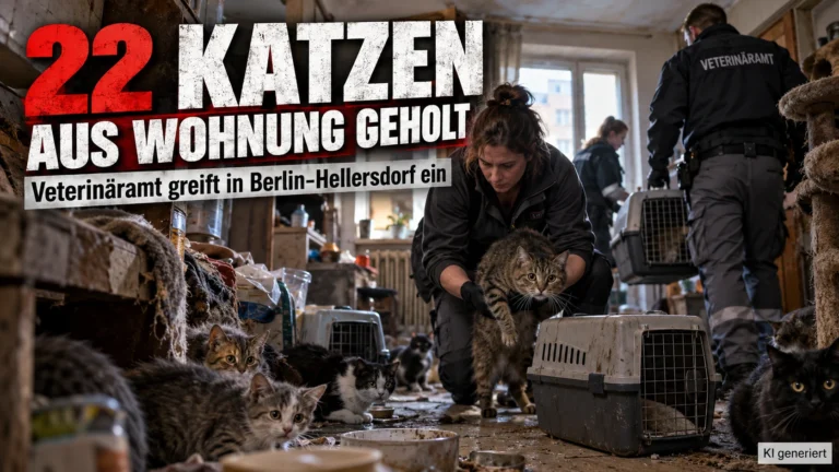 22 Katzen in Berlin-Hellersdorf werden bei einem Einsatz des Veterinäramts aus einer verwahrlosten Wohnung geholt.