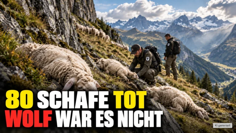 Massenabsturz von rund 80 Schafen in Graubünden – Wildhüter untersuchen verendete Tiere an einem steilen Berghang.