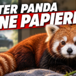 KI-generiertes Symbolbild: Roter Panda auf einer Decke neben Bambus, dahinter ein unscharfer Pickup. Themenbezug: Roter Panda in Thailand beschlagnahmt.