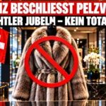 Schweiz beschliesst Pelzverbot – Pelzmantel mit Verbotssymbol und Schweizer Flagge als Symbolbild zum neuen Import- und Handelsverbot.